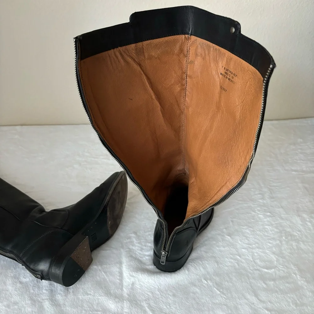 FRYE MELISSA STUD BACK ZIP LEATHER Boot size 7 Black